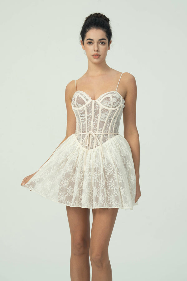 Romantic Lace Corset Mini Dress