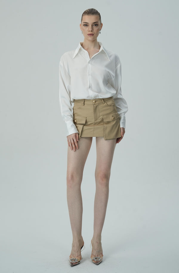 Khaki Cargo Mini Skirt